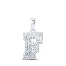  10k White Gold Womens Round Diamond F Initial Letter Pendant 1/5 Cttw
