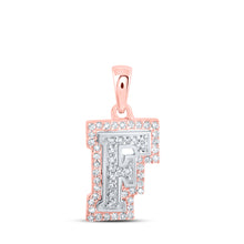  10k Two-tone Gold Womens Round Diamond F Initial Letter Pendant 1/5 Cttw