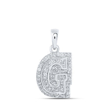  10k White Gold Womens Round Diamond G Initial Letter Pendant 1/5 Cttw