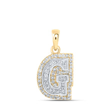  10k Two-tone Gold Womens Round Diamond G Initial Letter Pendant 1/5 Cttw