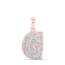  10k Two-tone Gold Womens Round Diamond G Initial Letter Pendant 1/5 Cttw