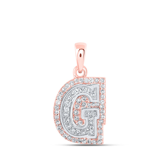 10k Two-tone Gold Womens Round Diamond G Initial Letter Pendant 1/5 Cttw