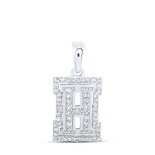  10k White Gold Womens Round Diamond H Initial Letter Pendant 1/5 Cttw
