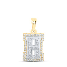  10k Two-tone Gold Womens Round Diamond H Initial Letter Pendant 1/5 Cttw