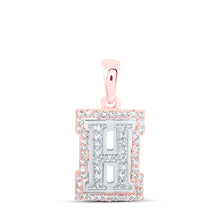  10k Two-tone Gold Womens Round Diamond H Initial Letter Pendant 1/5 Cttw