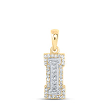  10k Two-tone Gold Womens Round Diamond I Initial Letter Pendant 1/8 Cttw