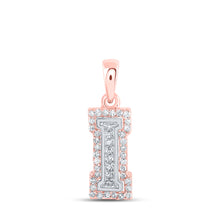  10k Two-tone Gold Womens Round Diamond I Initial Letter Pendant 1/8 Cttw
