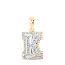  10k Two-tone Gold Womens Round Diamond K Initial Letter Pendant 1/5 Cttw