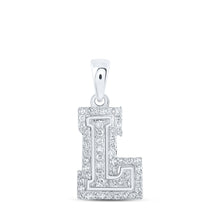  10k White Gold Womens Round Diamond L Initial Letter Pendant 1/6 Cttw