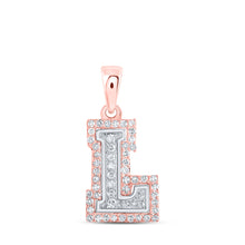  10k Two-tone Gold Womens Round Diamond L Initial Letter Pendant 1/6 Cttw