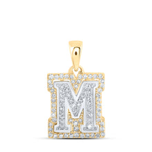  10k Two-tone Gold Womens Round Diamond M Initial Letter Pendant 1/4 Cttw