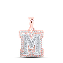  10k Two-tone Gold Womens Round Diamond M Initial Letter Pendant 1/4 Cttw