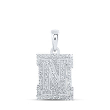  10k White Gold Womens Round Diamond N Initial Letter Pendant 1/4 Cttw