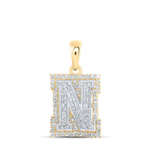  10k Two-tone Gold Womens Round Diamond N Initial Letter Pendant 1/4 Cttw