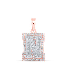  10k Two-tone Gold Womens Round Diamond N Initial Letter Pendant 1/4 Cttw