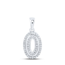  10k White Gold Womens Round Diamond O Initial Letter Pendant 1/6 Cttw