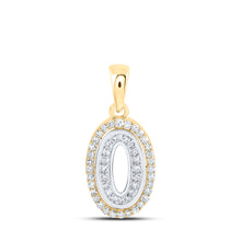  10k Two-tone Gold Womens Round Diamond O Initial Letter Pendant 1/6 Cttw
