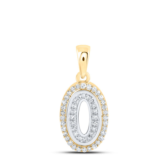 10k Two-tone Gold Womens Round Diamond O Initial Letter Pendant 1/6 Cttw