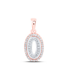  10k Two-tone Gold Womens Round Diamond O Initial Letter Pendant 1/6 Cttw