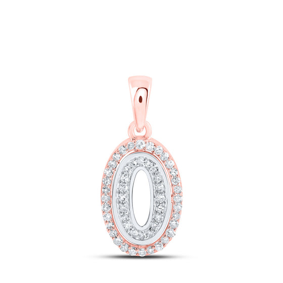 10k Two-tone Gold Womens Round Diamond O Initial Letter Pendant 1/6 Cttw