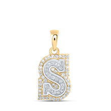  10k Two-tone Gold Womens Round Diamond S Initial Letter Pendant 1/5 Cttw