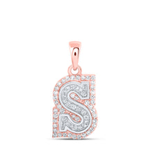  10k Two-tone Gold Womens Round Diamond S Initial Letter Pendant 1/5 Cttw