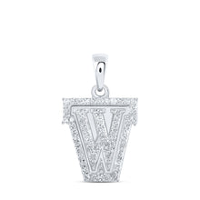  10k White Gold Womens Round Diamond W Initial Letter Pendant 1/5 Cttw