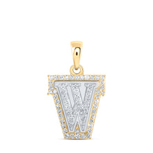  10k Two-tone Gold Womens Round Diamond W Initial Letter Pendant 1/5 Cttw