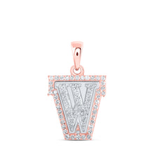  10k Two-tone Gold Womens Round Diamond W Initial Letter Pendant 1/5 Cttw