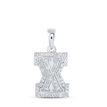  10k White Gold Womens Round Diamond X Initial Letter Pendant 1/5 Cttw
