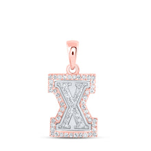  10k Two-tone Gold Womens Round Diamond X Initial Letter Pendant 1/5 Cttw
