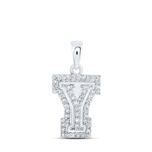  10k White Gold Womens Round Diamond Y Initial Letter Pendant 1/6 Cttw