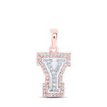  10k Two-tone Gold Womens Round Diamond Y Initial Letter Pendant 1/6 Cttw