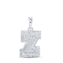  10k White Gold Womens Round Diamond Z Initial Letter Pendant 1/4 Cttw