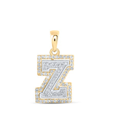  10k Two-tone Gold Womens Round Diamond Z Initial Letter Pendant 1/4 Cttw