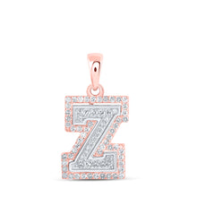  10k Two-tone Gold Womens Round Diamond Z Initial Letter Pendant 1/4 Cttw