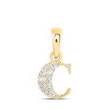  10k Yellow Gold Womens Round Diamond C Initial Letter Pendant 1/20 Cttw