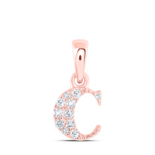  10k Rose Gold Womens Round Diamond C Initial Letter Pendant 1/20 Cttw