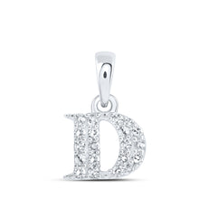  10k White Gold Womens Round Diamond D Initial Letter Pendant 1/10 Cttw