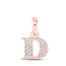 10k Rose Gold Womens Round Diamond D Initial Letter Pendant 1/10 Cttw