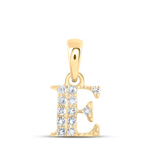  10k Yellow Gold Womens Round Diamond E Initial Letter Pendant 1/20 Cttw
