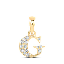  10k Yellow Gold Womens Round Diamond G Initial Letter Pendant 1/20 Cttw