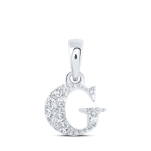  10k White Gold Womens Round Diamond G Initial Letter Pendant 1/20 Cttw