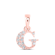  10k Rose Gold Womens Round Diamond G Initial Letter Pendant 1/20 Cttw