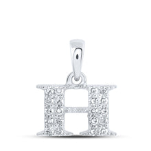  10k White Gold Womens Round Diamond H Initial Letter Pendant 1/10 Cttw