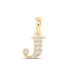  10k Yellow Gold Womens Round Diamond J Initial Letter Pendant 1/20 Cttw