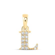  10k Yellow Gold Womens Round Diamond L Initial Letter Pendant 1/20 Cttw