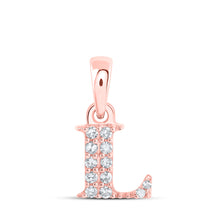  10k Rose Gold Womens Round Diamond L Initial Letter Pendant 1/20 Cttw
