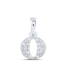  10k White Gold Womens Round Diamond O Initial Letter Pendant 1/10 Cttw