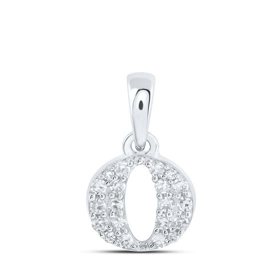 10k White Gold Womens Round Diamond O Initial Letter Pendant 1/10 Cttw